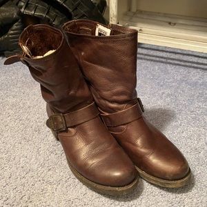 Frye Brown Veronica Engineer Short Boot